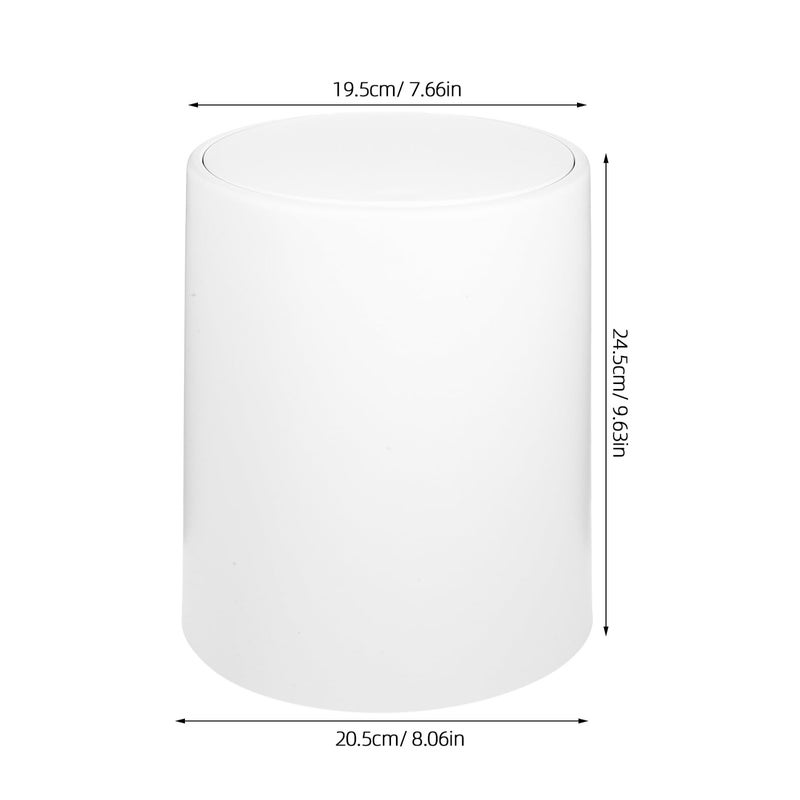 Plastic Trash Can With Press Lid 12L Medium Waste Basket For Kitchen Bathroom Living Room Gray White - Image 3