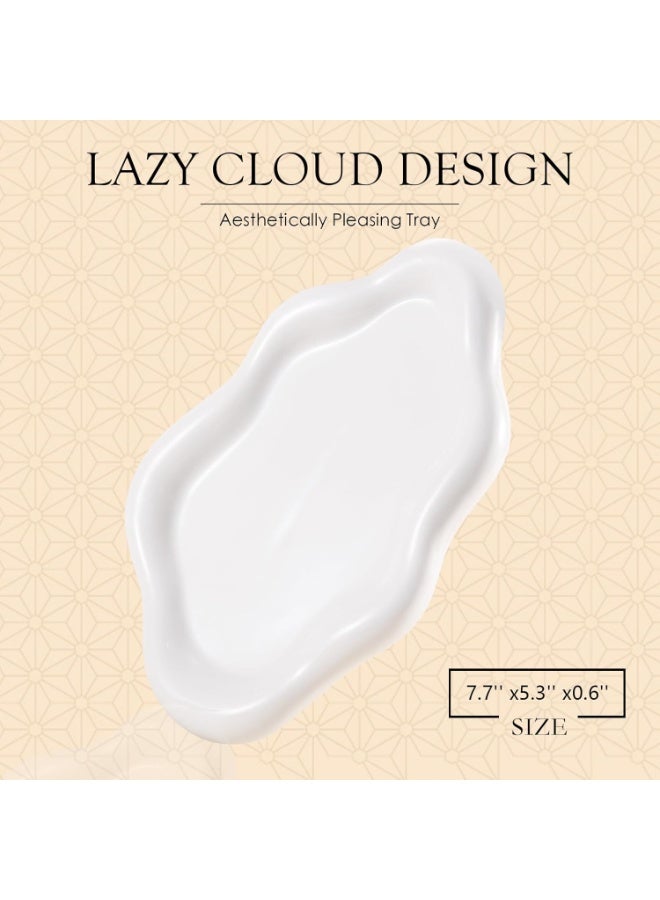 Ceramic Jewelry Tray Trinket Dish, Decorative Cloud Vanity Key Tray for Women, Ring Holder Dish, Cute White Jewelry Plate Bowl Room Decor Aesthetic, Birthday Mother's Day Christmas Gift - Image 2