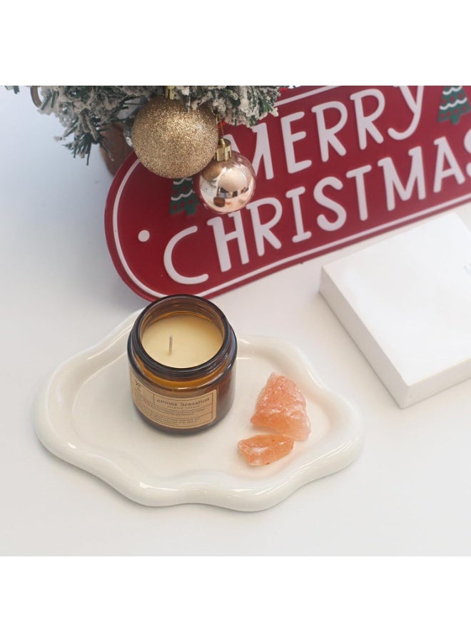 Ceramic Jewelry Tray Trinket Dish, Decorative Cloud Vanity Key Tray for Women, Ring Holder Dish, Cute White Jewelry Plate Bowl Room Decor Aesthetic, Birthday Mother's Day Christmas Gift - Image 4