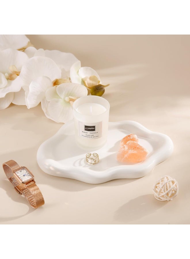 Ceramic Jewelry Tray Trinket Dish, Decorative Cloud Vanity Key Tray for Women, Ring Holder Dish, Cute White Jewelry Plate Bowl Room Decor Aesthetic, Birthday Mother's Day Christmas Gift - Image 1