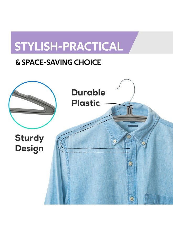 Kuber Industries Kuber Industries Set of 24 - Hangers For Clothes | Hangers For Sarees & Dress Hanging | 360 Degree Swivel Wardrobe Hanger | Cut Notches Hanging Garments and Accessories | Grey - Image 4