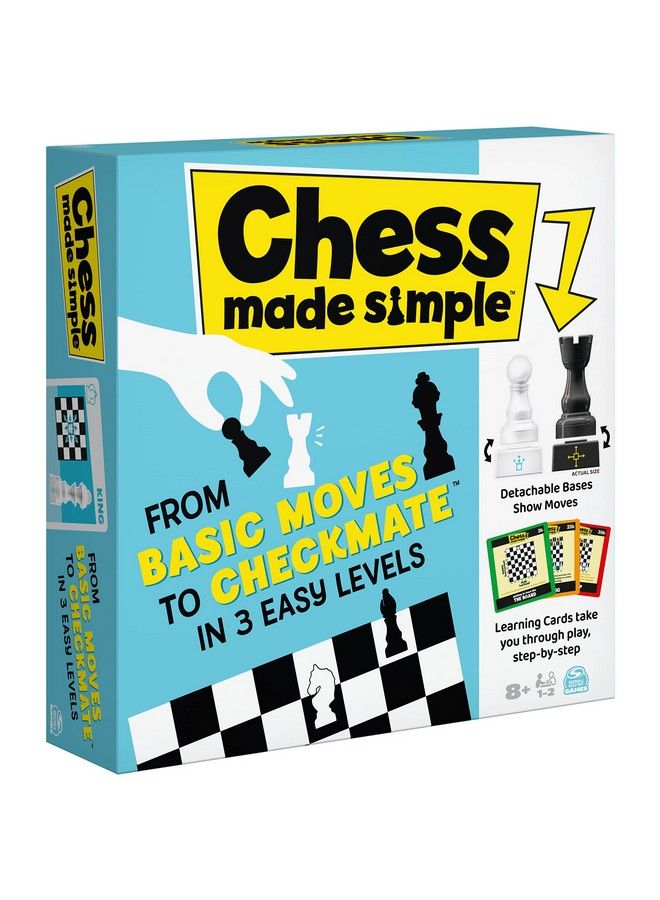 Spin Master Games شطرنج بسيط مجموعة تعلم الشطرنج للمبتدئين مع لوحة شطرنج وقطع شطرنج لعبة استراتيجية للبالغين والأطفال من عمر 8 سنوات وما فوق - Image 3