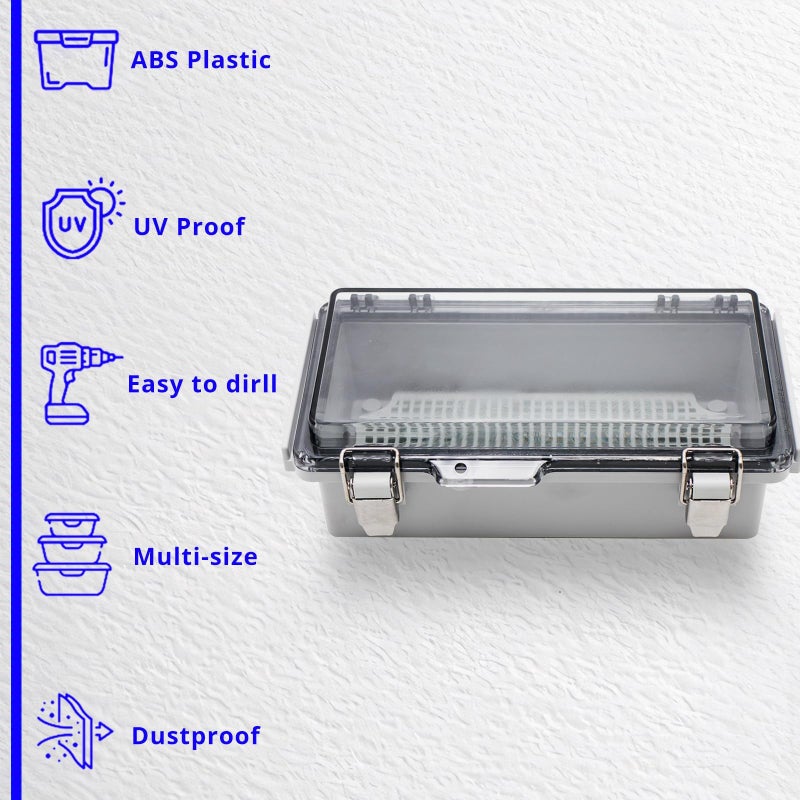 MAKERELE Small Outdoor Junction Box Waterproof Electrical IP67 Plastic Enclosure for Electrical Project with Transparent Cover Outside Size 7.9Ã—3.9Ã—2.8 inch(200Ã—100Ã—70mm) - Image 5