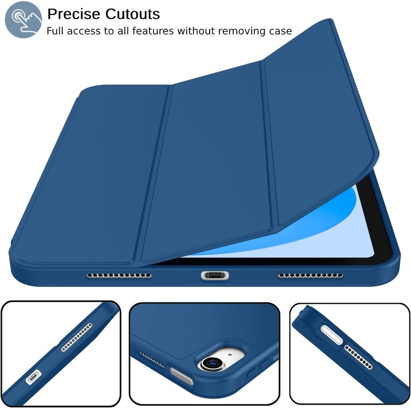 MOCA iPad 11th Gen A16 / 10th Gen 10.9 Case (2025/2022), Auto Sleep/Wake Cover, Pencil Holder, Soft TPU Back, Shockproof Rugged Slim Tri-Fold Stand Case (Navy) - Image 5