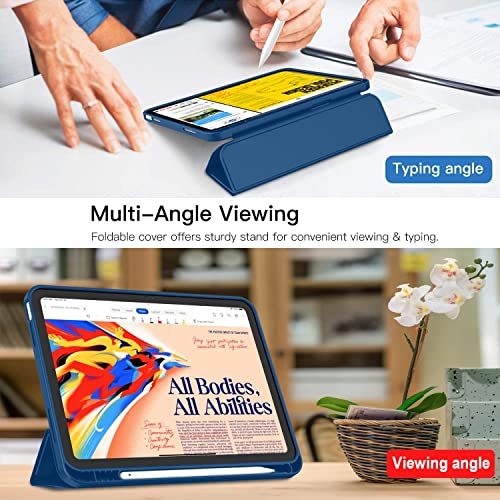 MOCA iPad 11th Gen A16 / 10th Gen 10.9 Case (2025/2022), Auto Sleep/Wake Cover, Pencil Holder, Soft TPU Back, Shockproof Rugged Slim Tri-Fold Stand Case (Navy) - Image 4