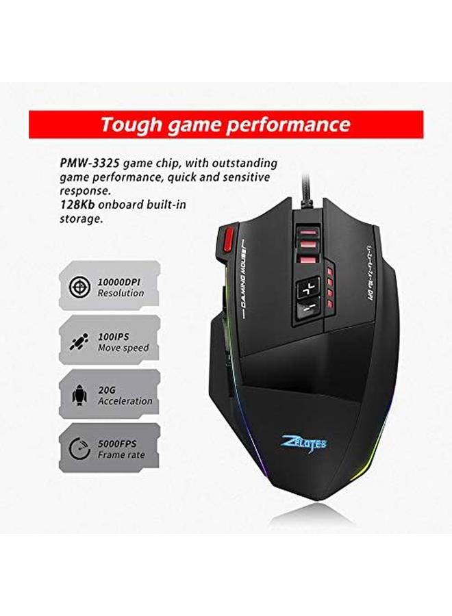 Computer Accessory C 13 Wired Gaming Mouse 13 Programming Keys Adjustable 10000Dpi Rgb Light Belt 128Kb On Board Memory Built In Counterweight Mechanism