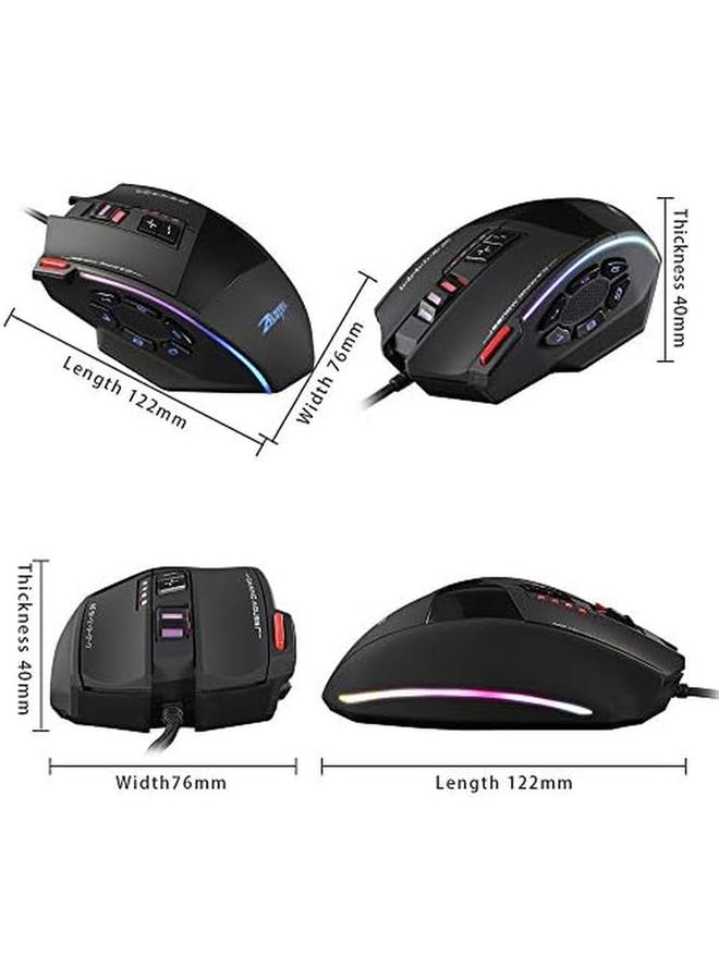 Computer Accessory C 13 Wired Gaming Mouse 13 Programming Keys Adjustable 10000Dpi Rgb Light Belt 128Kb On Board Memory Built In Counterweight Mechanism