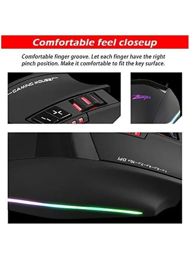 Computer Accessory C 13 Wired Gaming Mouse 13 Programming Keys Adjustable 10000Dpi Rgb Light Belt 128Kb On Board Memory Built In Counterweight Mechanism