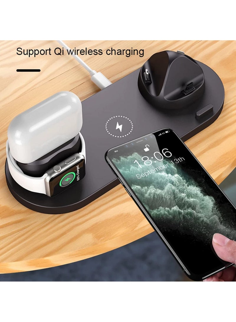 6 in 1 Wireless Charger 10W Qi Fast Charging Stand Carga Rapida Carregador Sem Fio for iPhone Apple Watch Airpods Samsung Galaxy and More - Image 4