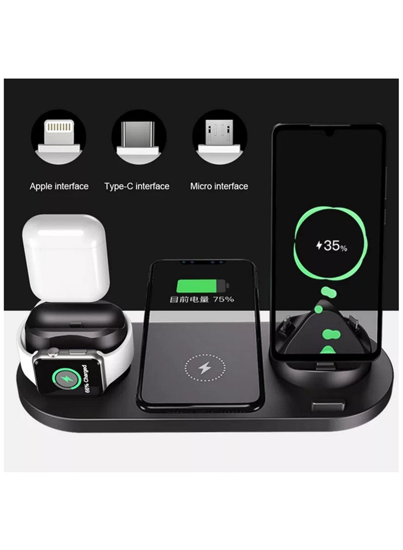 6 in 1 Wireless Charger 10W Qi Fast Charging Stand Carga Rapida Carregador Sem Fio for iPhone Apple Watch Airpods Samsung Galaxy and More - Image 5