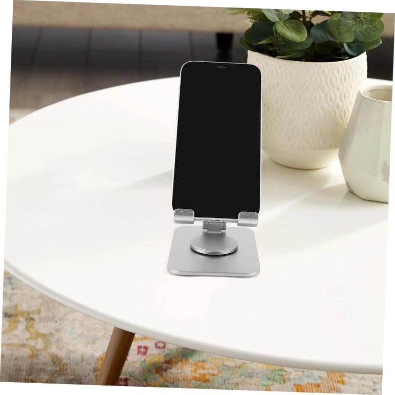 Silver Foldable Phone Tablet Stand Adjustable Rotating Desktop Holder For Smartphones - Image 5