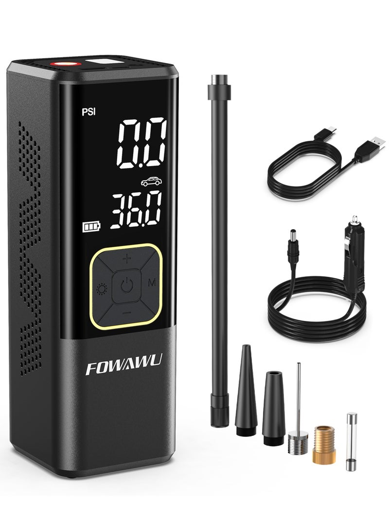 FOWAWU FOWAWU 7800mAh 150 PSI Portable Air Compressor, Cordless Tyre Inflator for Car Moto Bike Ball, Rechargeable Battery Car Tyre Pump, Dual-screen LED Dispaly, Auto Shut Off  - Image 1