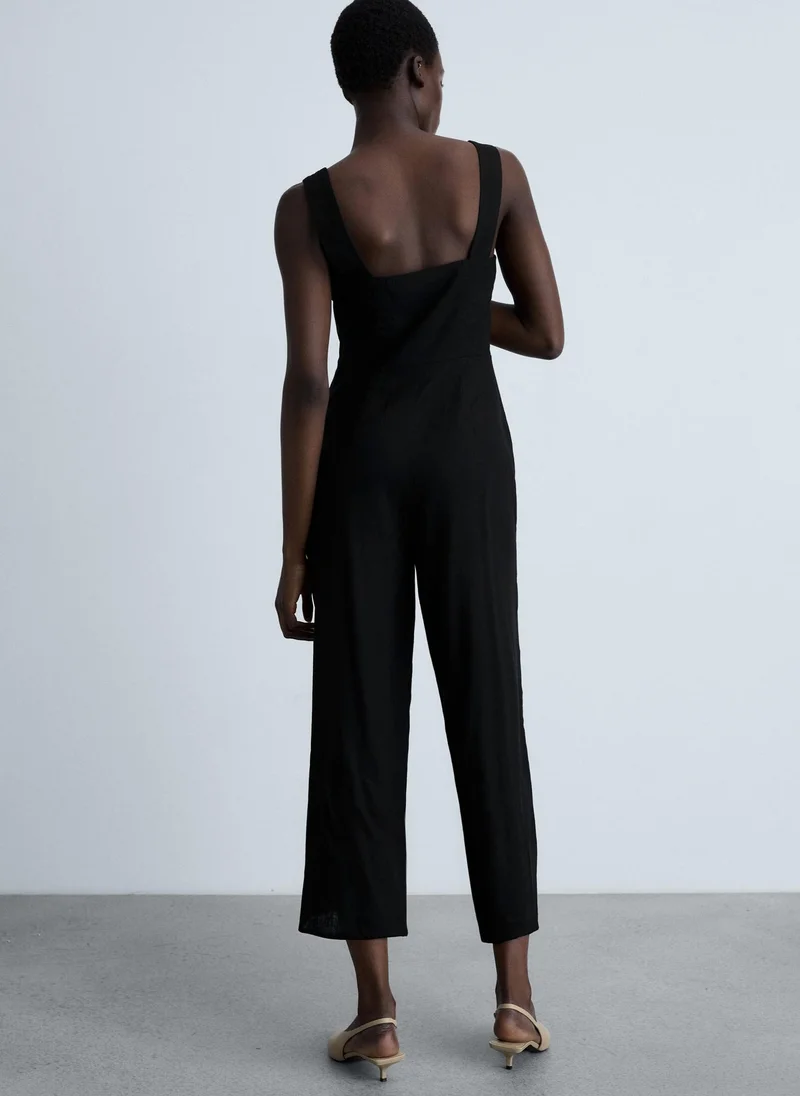 مانجو Straight Linen Mix Jumpsuit