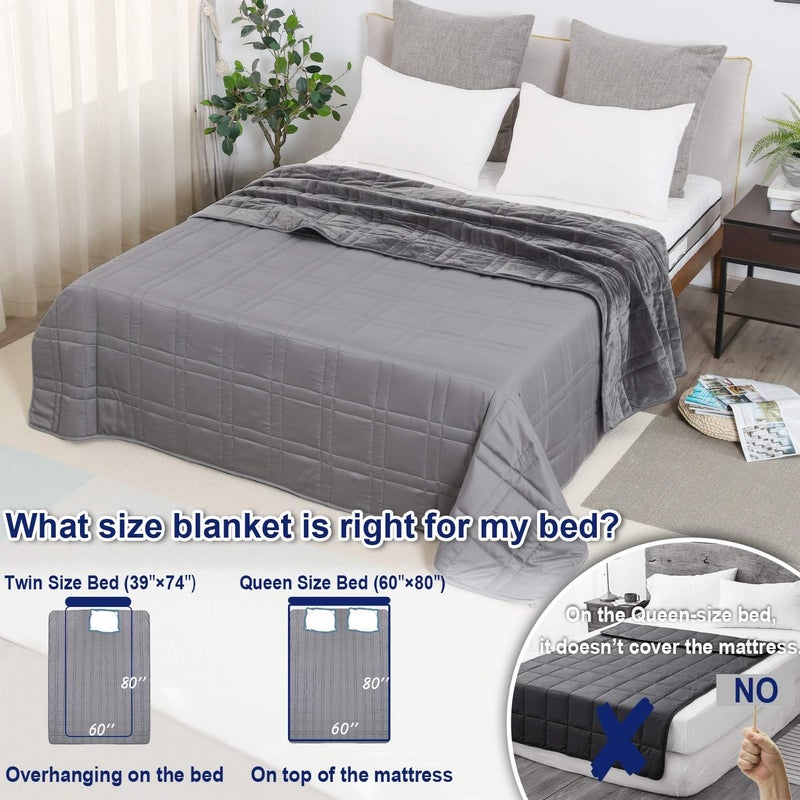 OMYSTYLE Double-Sided 15lb Weighted Blanket(60 X 80 Inches, Twin Size), Reversible Weighted Blanket for Adult with Warm Short Plush and Cool Tencel Fabric, All Season Use - Bonus Carry Bag Included - Image 4