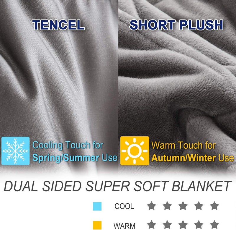 OMYSTYLE Double-Sided 15lb Weighted Blanket(60 X 80 Inches, Twin Size), Reversible Weighted Blanket for Adult with Warm Short Plush and Cool Tencel Fabric, All Season Use - Bonus Carry Bag Included - Image 2