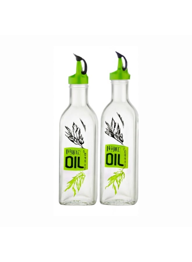 كلوكس طقم مزيتة يحتوي قوارير موزع زيت زيتون وخل زجاجي فاخر 2 قطعة بغطاء صب مانع للتنقيط للمطبخ والمائدة 23 سم - Image 3