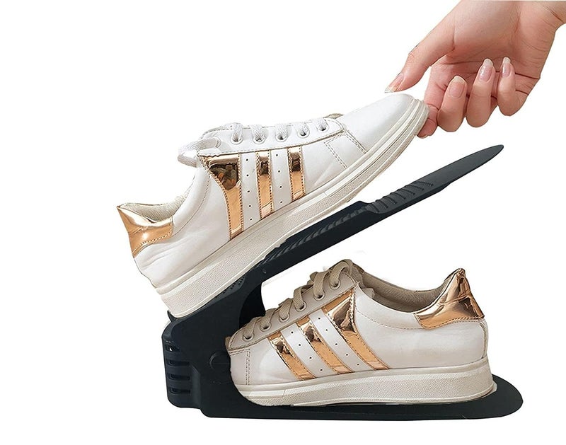 JEJDA Plastic Shoe Slots Organizer Space Saver Double Deck Shoe Rack Adjustable Shoe Slots for Closet Organization Pack of 2 - Image 2