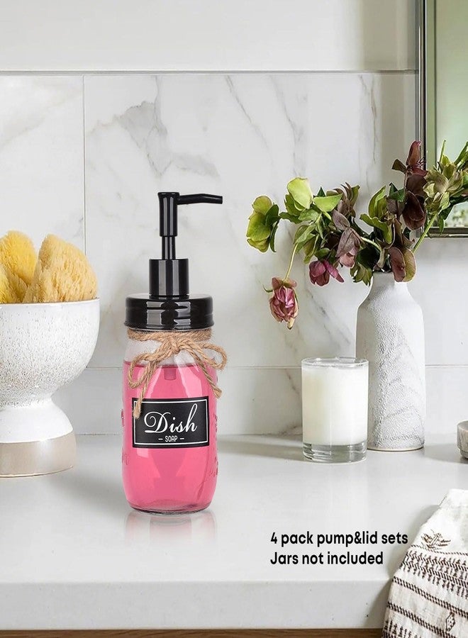 Onsogi Regular Mouth Plastic Mason Jar Soap Dispenser Pumps and Lids- Rust-Proof Mason Jar Accessories Rustic Farmhouse Kitchen Counter Top Bathroom Decor and Organization - 4 Pack - Image 3