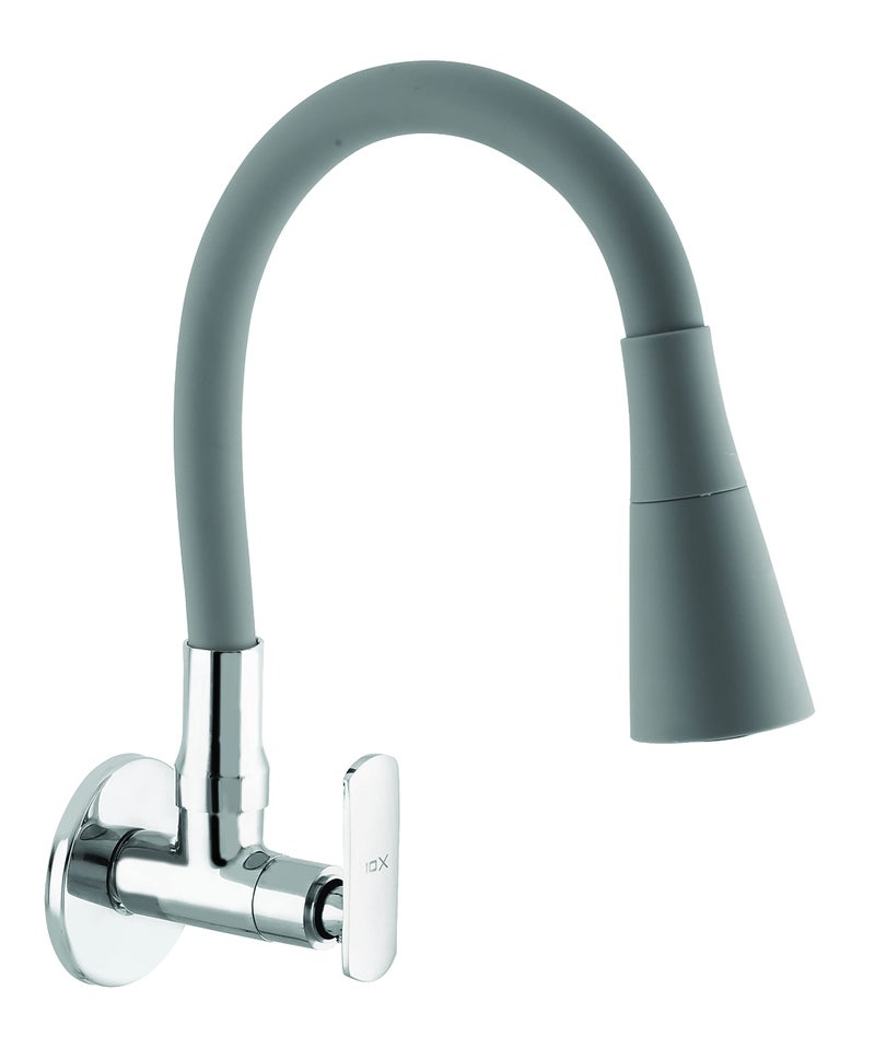 10X Sink Tap for Kitchen BL-8756 - Flexible Neck Dual Flow Grey 2 Function Shower/Foam Flow Wall Mount - Chrome - Image 5