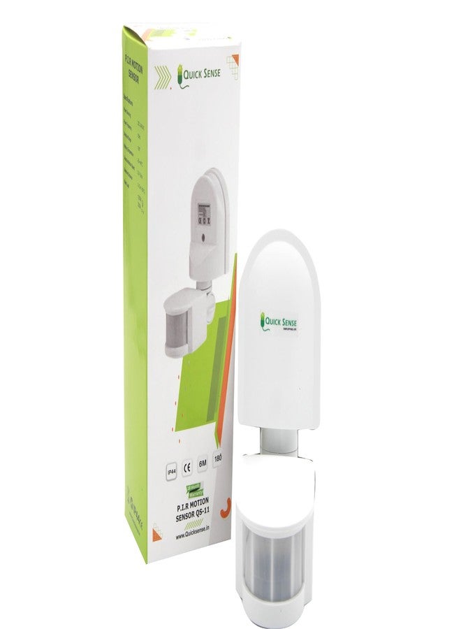 Quick Sense (Qs-11): 180` Wall-Mount LUX , Time , Sensitivity Adjustment Automatic 220V PIR Energy Saving Light and Motion Sensor Switch, White - Image 1