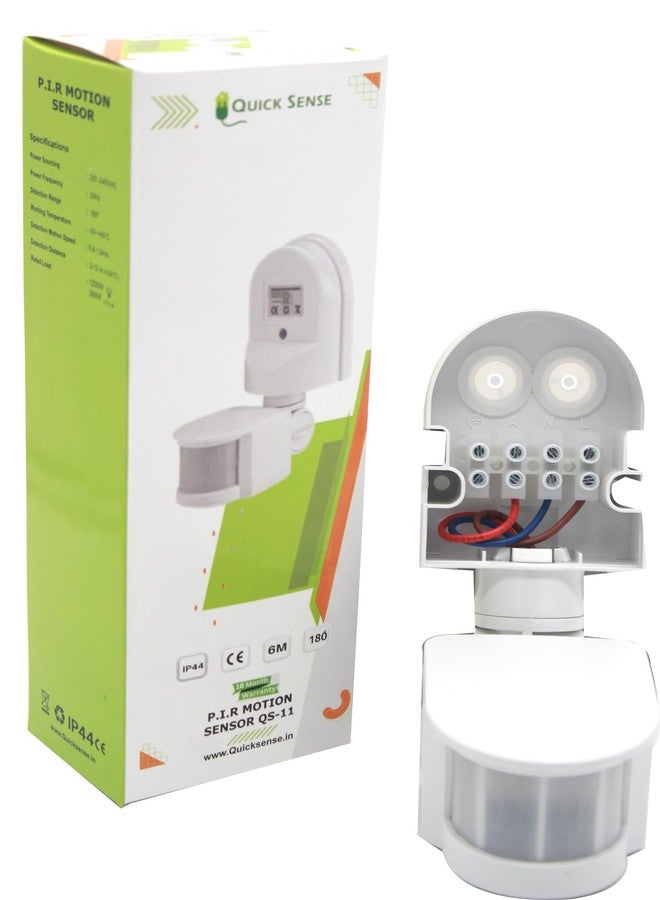 Quick Sense (Qs-11): 180` Wall-Mount LUX , Time , Sensitivity Adjustment Automatic 220V PIR Energy Saving Light and Motion Sensor Switch, White - Image 2