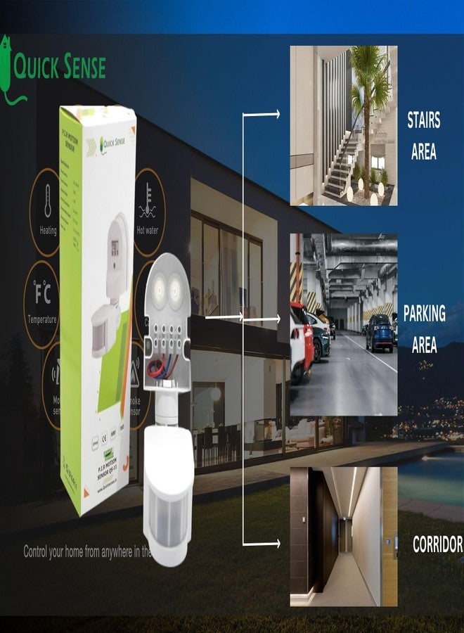 Quick Sense (Qs-11): 180` Wall-Mount LUX , Time , Sensitivity Adjustment Automatic 220V PIR Energy Saving Light and Motion Sensor Switch, White - Image 5