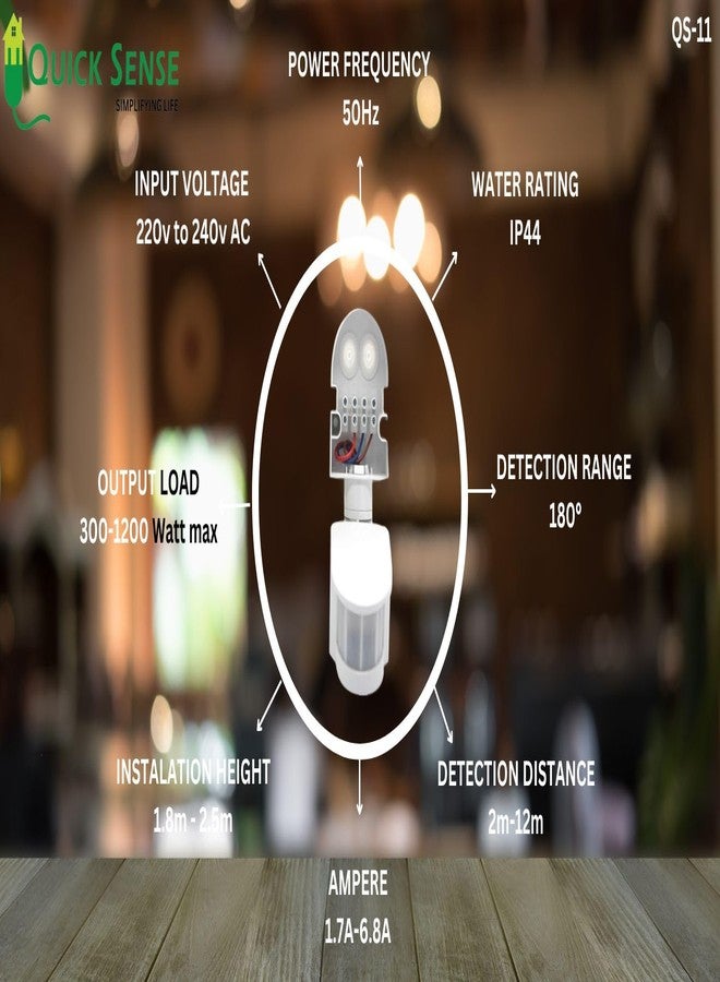 Quick Sense (Qs-11): 180` Wall-Mount LUX , Time , Sensitivity Adjustment Automatic 220V PIR Energy Saving Light and Motion Sensor Switch, White - Image 4