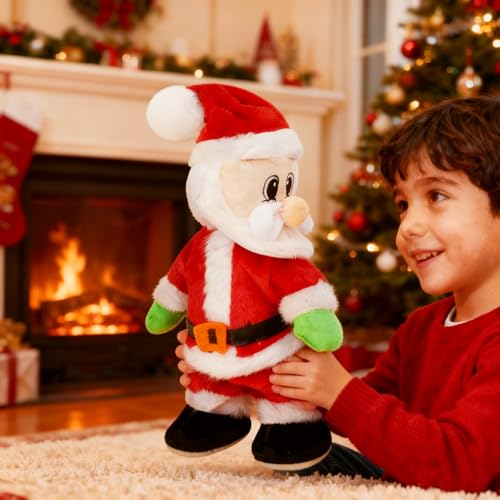 Holiberty 13in Twerking Santa Claus Cute Christmas Ornament Decorations Soft Funny Stuffed Plush Doll Toys Singing Dancing Santa Figure Figurine Home Xmas Ornaments Decor Toys Birthday Gift for Kids Adults - Image 5