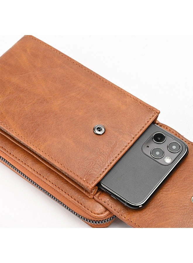 Ladies Bag Diagonal Brown Multifunctional Mobile Phone Bag Ladies Shoulder Wallet - Image 2