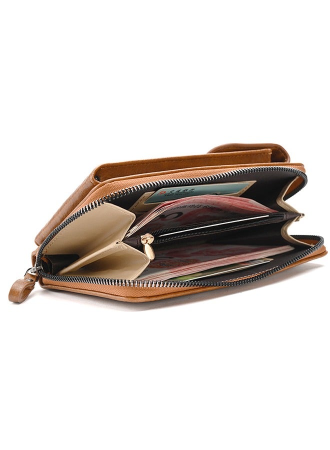 Ladies Bag Diagonal Brown Multifunctional Mobile Phone Bag Ladies Shoulder Wallet - Image 3