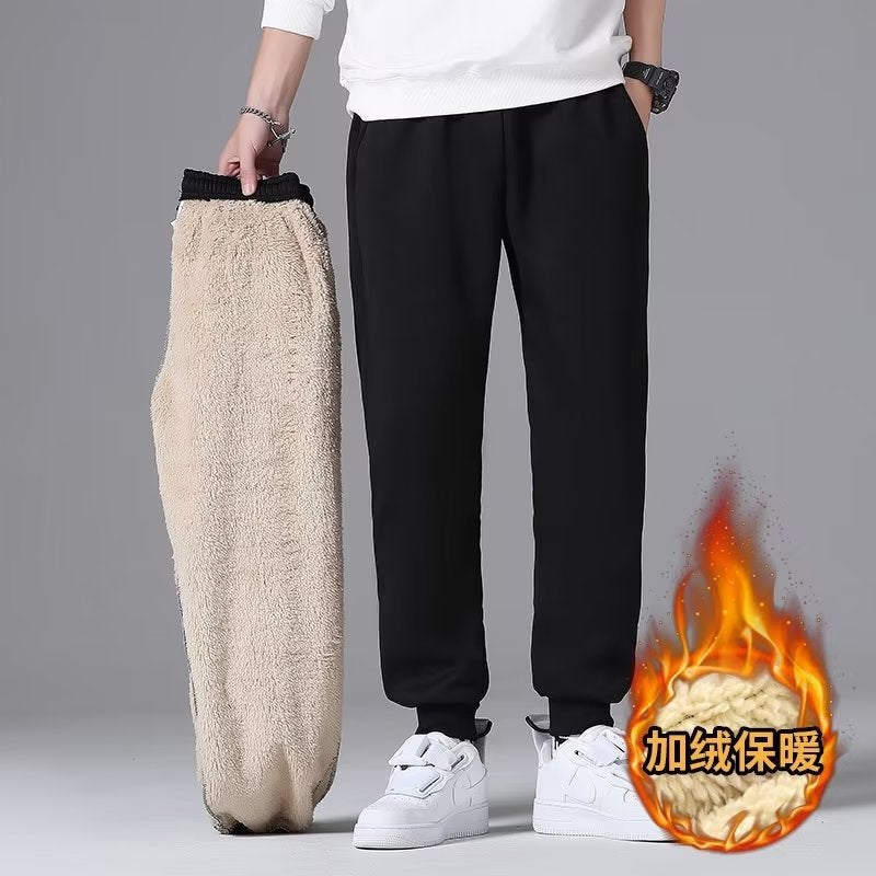 2023 Mens Fleece Sweatpants Winter Thick Loose Fit Cashmere pants  - Image 1