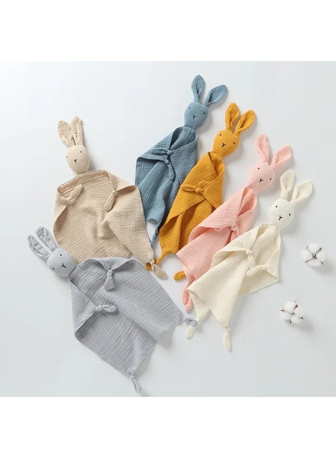 Soft Plush Baby Doll Toy Nesting Cloth Pacifier For Infants And Toddlers With Mouth Opening Simulation Furry Plush Design-Color:Grey Rainbow (gauze Pattern Rabbit) - Image 2