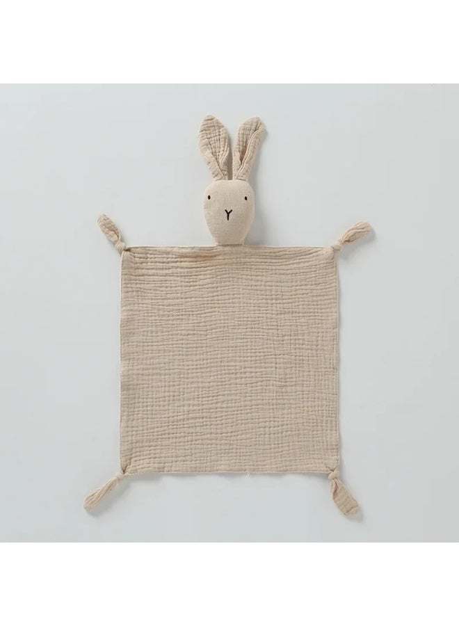 Soft Plush Baby Doll Toy Nesting Cloth Pacifier For Infants And Toddlers With Mouth Opening Simulation Furry Plush Design-Color:Grey Rainbow (gauze Pattern Rabbit) - Image 4
