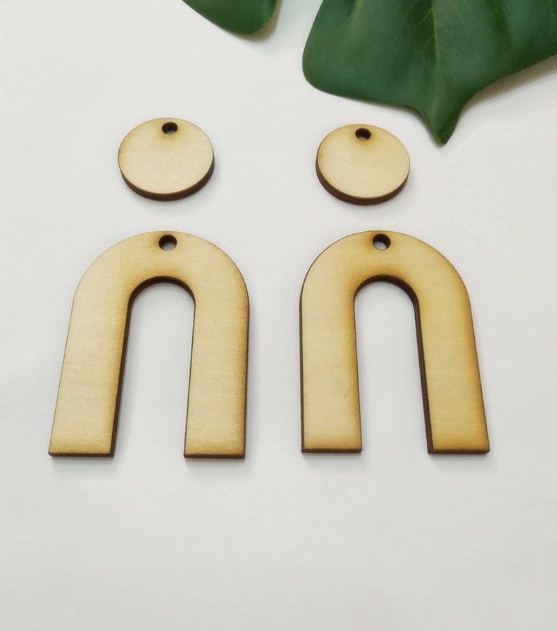 40pcs Unfinished Wooden Earrings Horseshoe Shape Wooden Earrings Pendants Blank for DIY Craft Jewelry Making 2