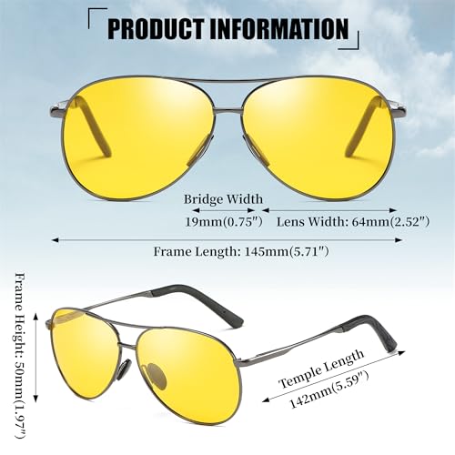 FEISEDY Night Driving Glasses Night Vision Aviator Reduce Glare Eyewear with Spring Hinge for Men Women B2294 - Image 5