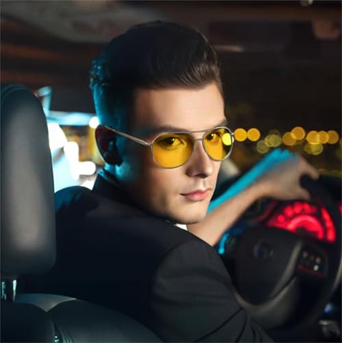 FEISEDY Night Driving Glasses Night Vision Aviator Reduce Glare Eyewear with Spring Hinge for Men Women B2294 - Image 2