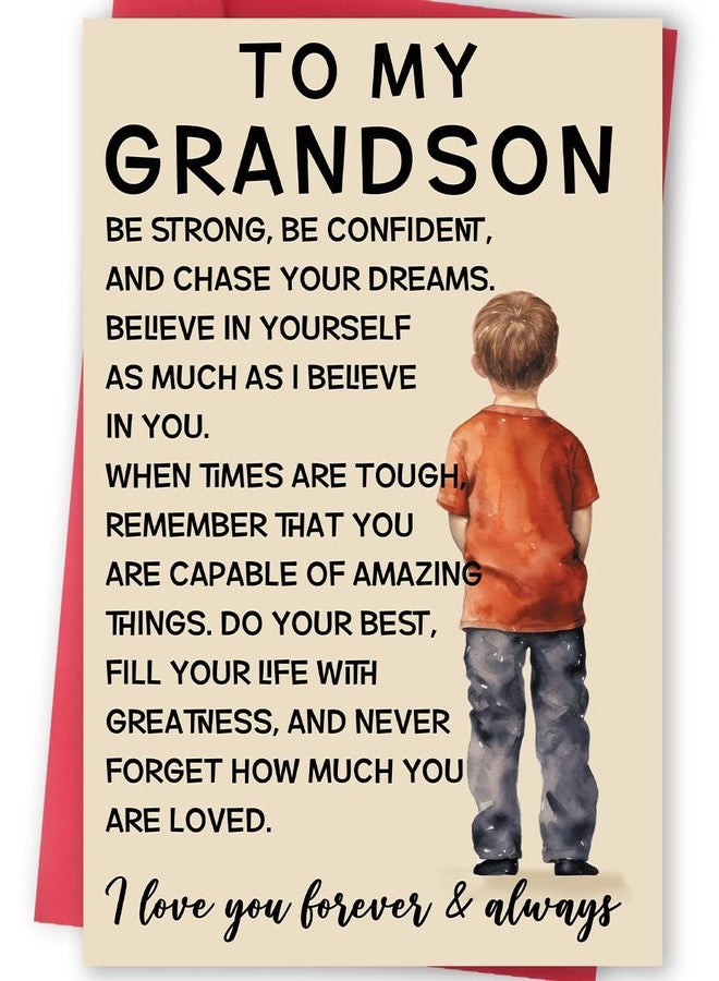 FANCYLUCKY Grandson Birthday Card Adult, Happy Birthday Card Gifts for Grandson from Grandpa Grandma Grandparents - Image 1