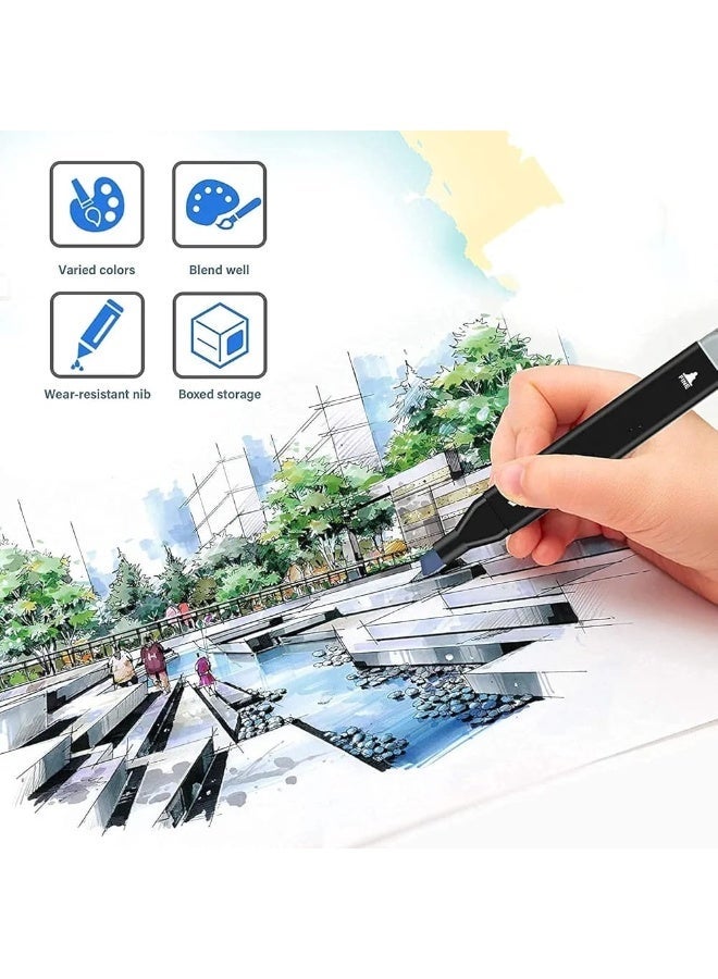 Dual-Tip Alcohol Marker Set – 80 Colors - Image 2