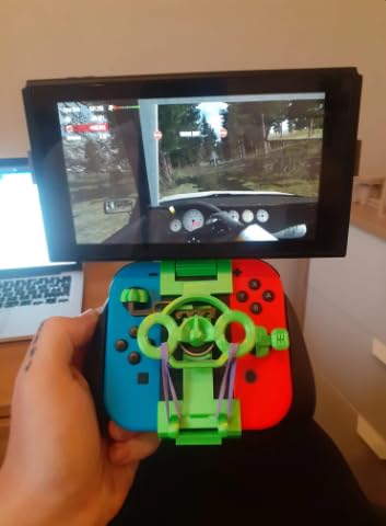 CERO ® 3D Printed Nintendo Switch Steering Wheel Game Controller for Racing Games | Video Games & Accessories | Controllers & Attachments | Steering Wheel (Black PLA Plastic) - Image 3