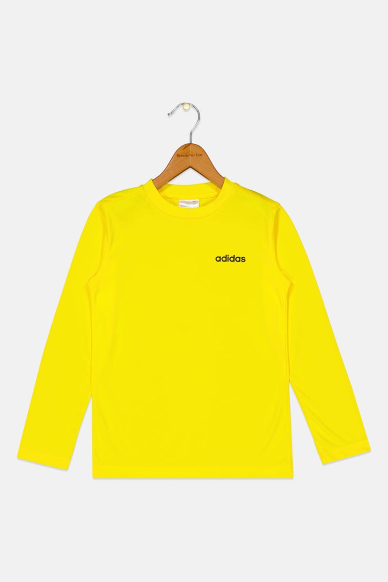 Adidas Kids Boy Sportswear Fit Brand Logo Long Sleeve Outdoor T-Shirt, Yellow - Image 2