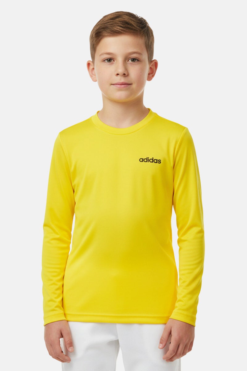 Adidas Kids Boy Sportswear Fit Brand Logo Long Sleeve Outdoor T-Shirt, Yellow - Image 1