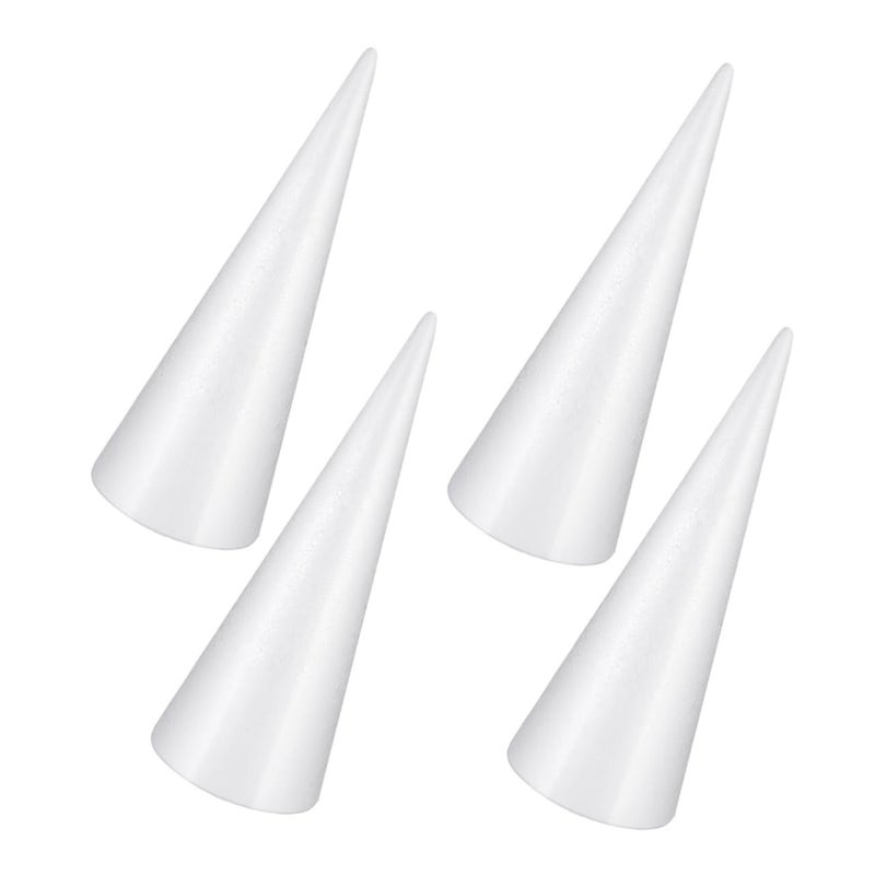 4 Pack White Solid Foam Cones for DIY Crafts and Home Decor Blank Cone Shapes - Image 2
