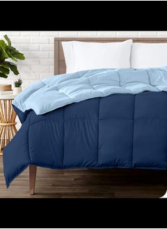 Home of linens Cotton - Reversible Heavy Comforter -2.8Kgs - Down Alternative Filling - (For Matress 100cm/120cm) - Size (180cm x 240cm) - Baby Blue x Dark Blue  - Image 1