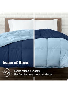 Home of linens Cotton - Reversible Heavy Comforter -2.8Kgs - Down Alternative Filling - (For Matress 100cm/120cm) - Size (180cm x 240cm) - Baby Blue x Dark Blue  - Image 3