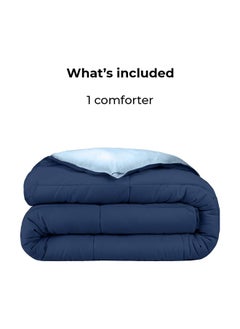 Home of linens Cotton - Reversible Heavy Comforter -2.8Kgs - Down Alternative Filling - (For Matress 100cm/120cm) - Size (180cm x 240cm) - Baby Blue x Dark Blue  - Image 4