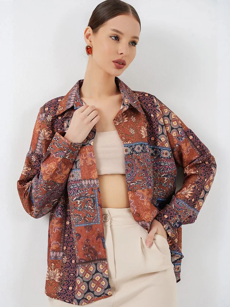 بيغ دارت BDART Oversized Paisley Print Button-Up Shirt