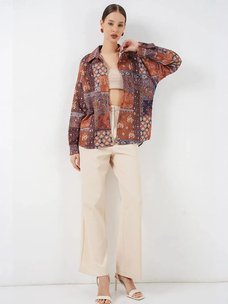 بيغ دارت BDART Oversized Paisley Print Button-Up Shirt