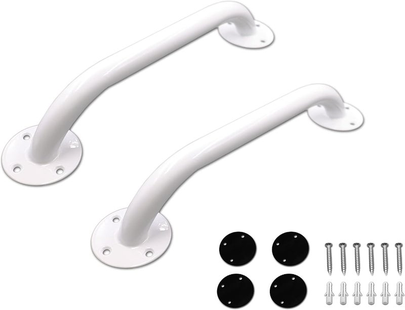 PEPE Mobility - Grab Bars for Bathtubs and Showers 12" (x2 Units), Safety Rails Bathroom, Epoxy Steel, White - Image 1