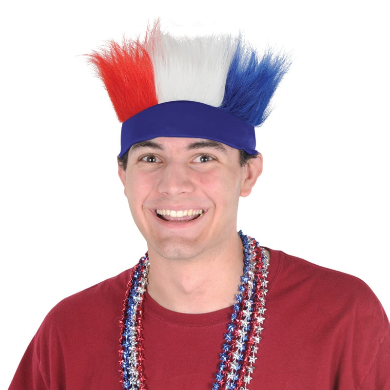 Beistle Red White and Blue Patriotic Hairy Headband for 4th of July, Independence Day Celebrations - Image 2