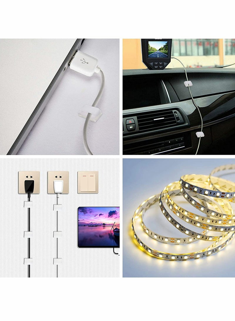 100 PCS White Self-Adhesive LED Light Strip Mounting Clips Cable Organizer for 8mm Light Strips - Image 5